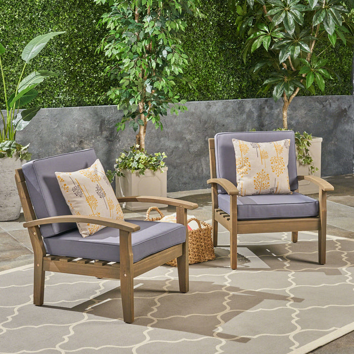 Peyton Club Chair Outdoor Seating Dark Gray Acacia Wood 32.25 X 28.00 X 31.25"