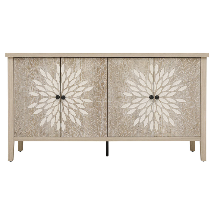 Modern Storage Cabinet With 4 Doors & Adjustable Shelves