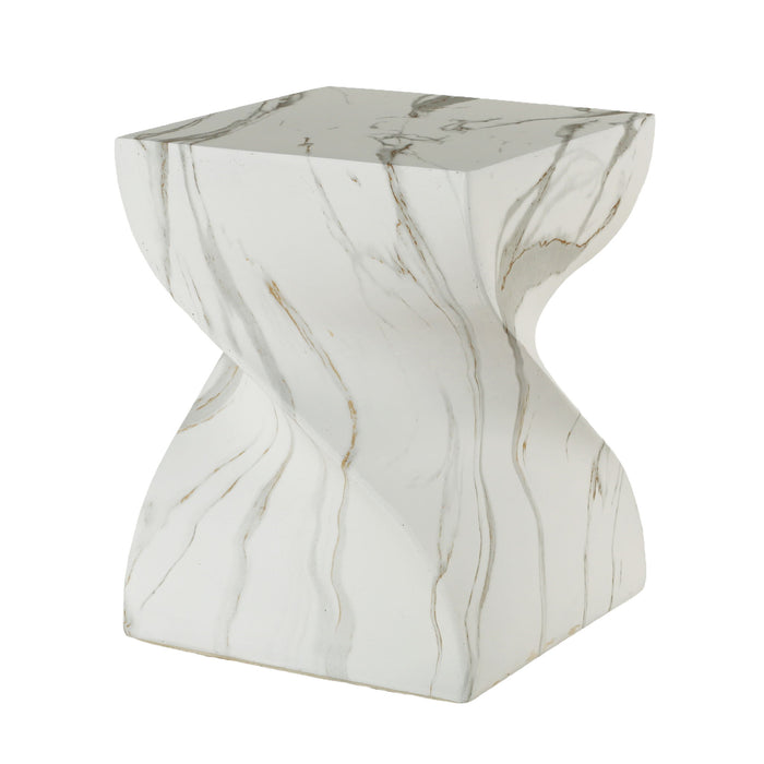 Outdoor End Table, Round Side Table For Patio And Garden - Marble