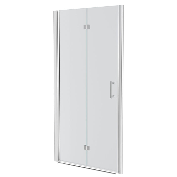 Fold Frameless Shower Door With Tempered Glass - Chrome