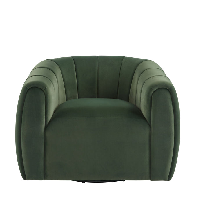 Serenizia - Upholstered Velvet Swivel Chair With Channel Tufted