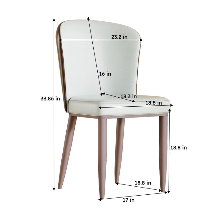 Dining Chair With Carbon Steel Legs, Comfortable Seating, (Set of 2) - White