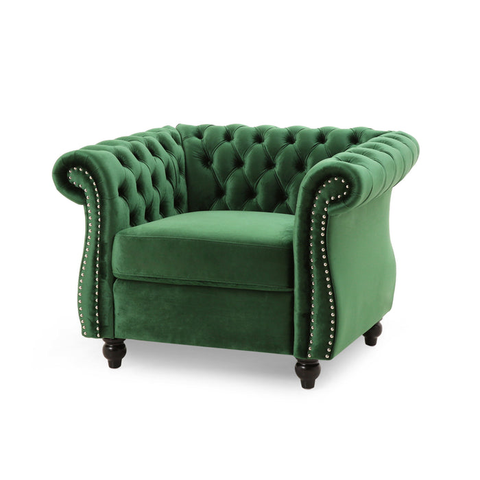Nexuson - Upholstered Chesterfield Chair With Deep Tufted And Nailhead Trim