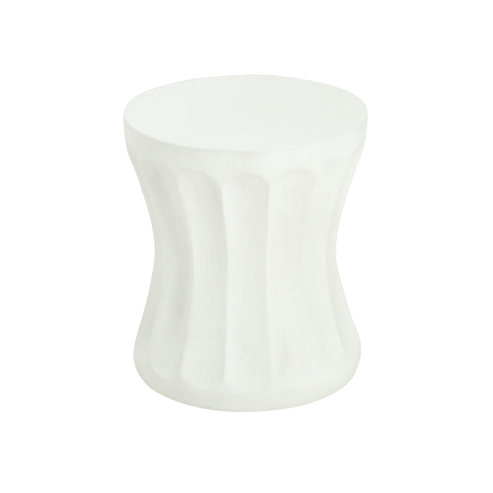 Outdoor Round Concrete Antique White Side Table, Living Room End Table - Antique White