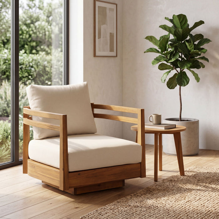 Outdoor Smooth Swivel Chair With Cushions
