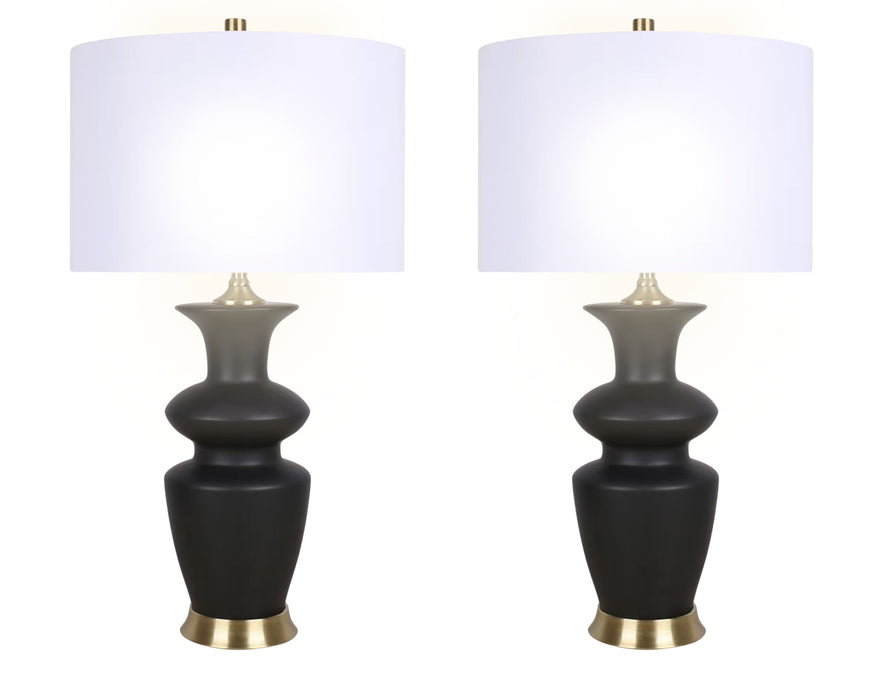 "Elegance Radiance" Ceramic Table Lamp (Set of 2) - Black / Soft Gold