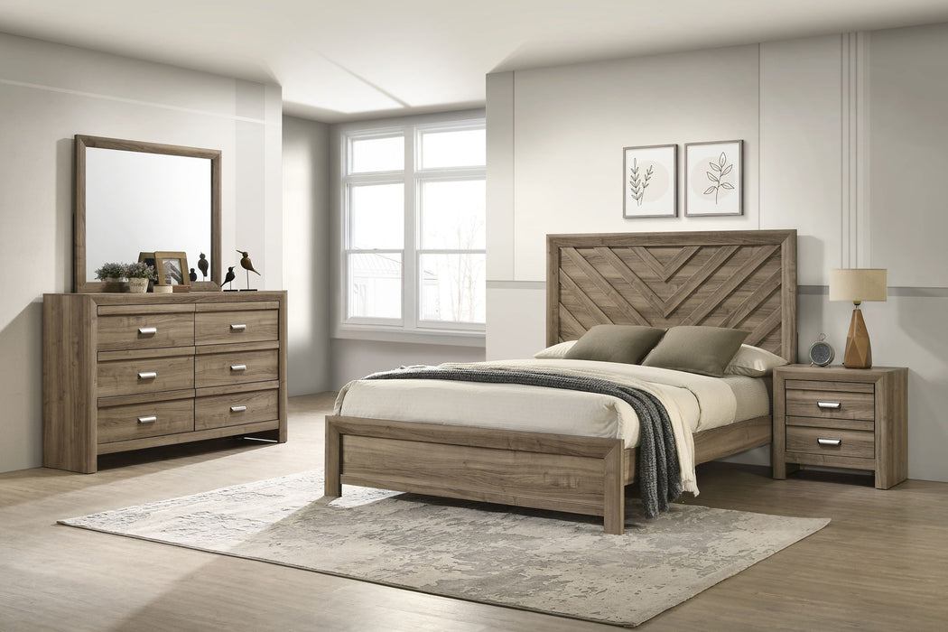 Valor - Queen Panel Bed - Light Bown