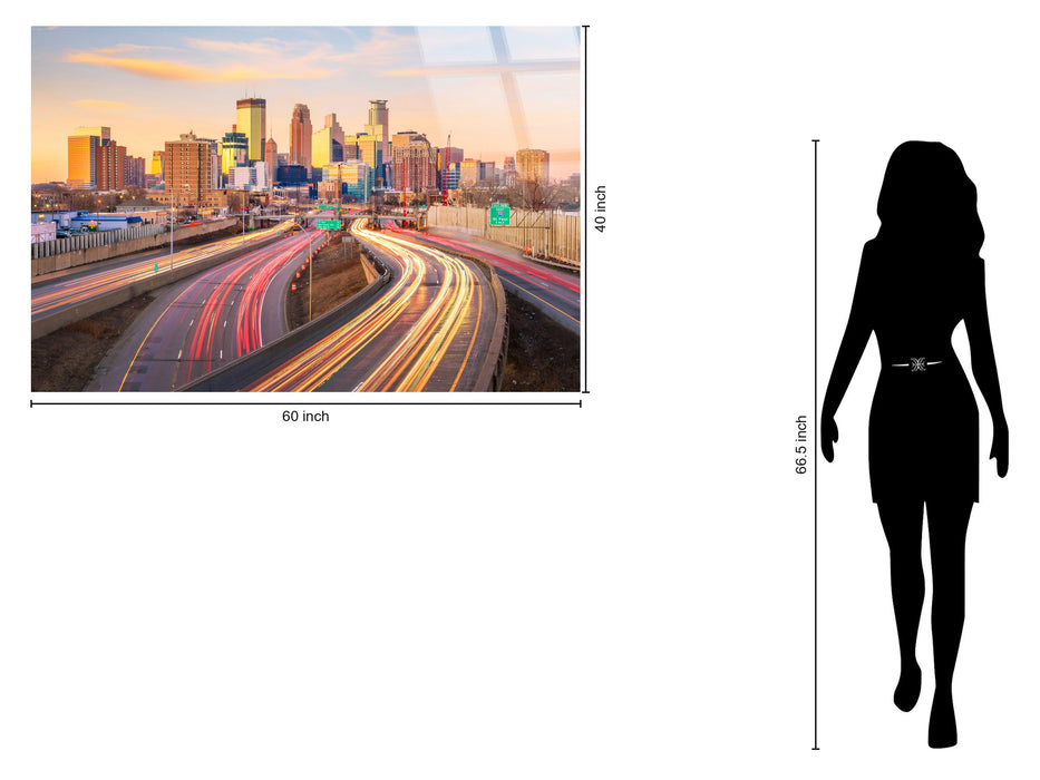 Minneapolis Neon Highways Tempered Glass With Foil - Gold / Gray