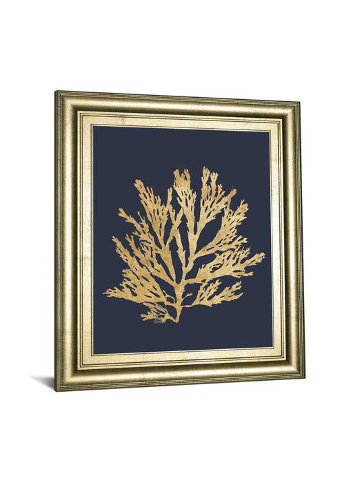 Pacific Sea Mosses I Indigo By Wild Apple Portfolio - Framed Print Wall Art - Gold