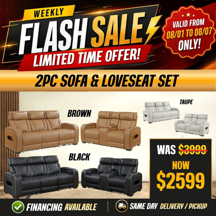 Fairway 2PC Power Reclining Sofa  & Loveseat