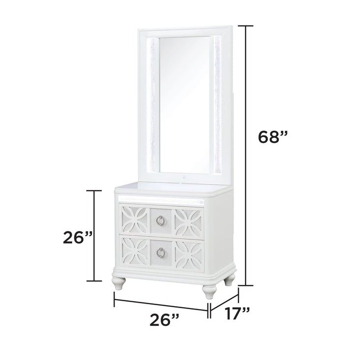 Abigale - Nightstand Top Mirror With LED Lighting (Only Mirror Top) - White