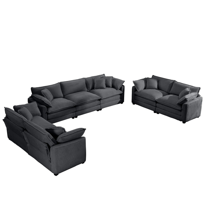 Elegant Corduroy Oversized Sectional Sofa Set With Deep Seats And Flexible Layout