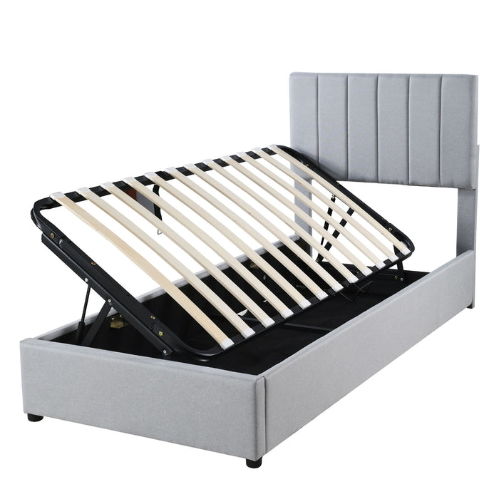 Upholstered Platform Bed With A Hydraulic Storage System