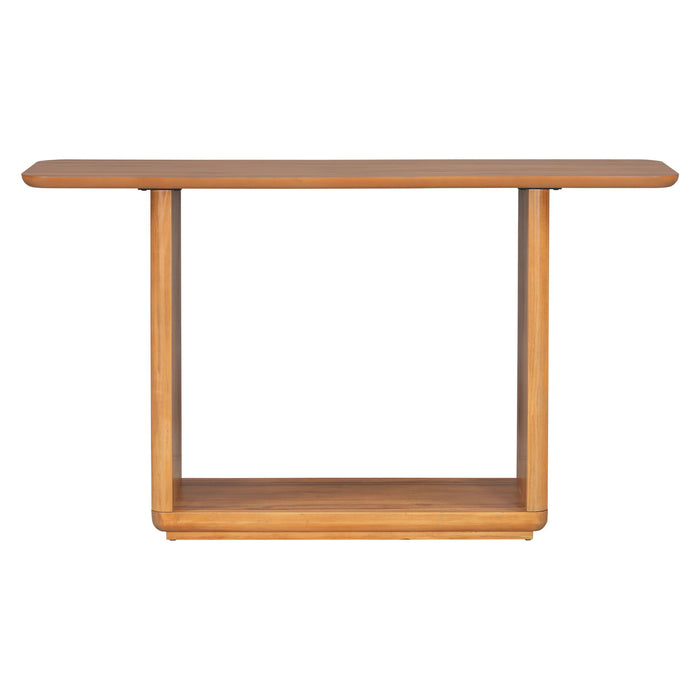 Console Table With Curved Corners And U Base Design - Natural Wood Veneer - Natural