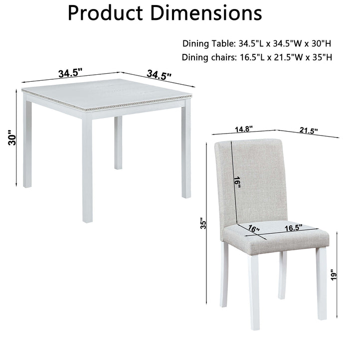 Dining Table Set With Crystal Decoration And Upholstered Chairs