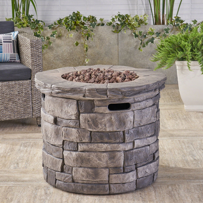 Contemporary Circular Fire Pit With 40, 000 Btu - Gray