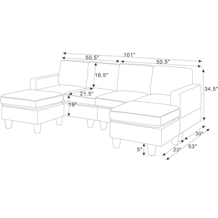 Modular Sectional With 2 Ottomans