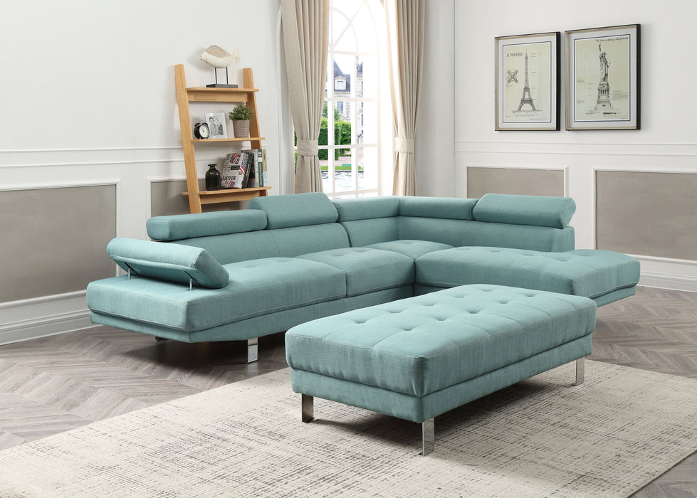 Glory Furniture Riveredge Sectional (2 Boxes), Teal