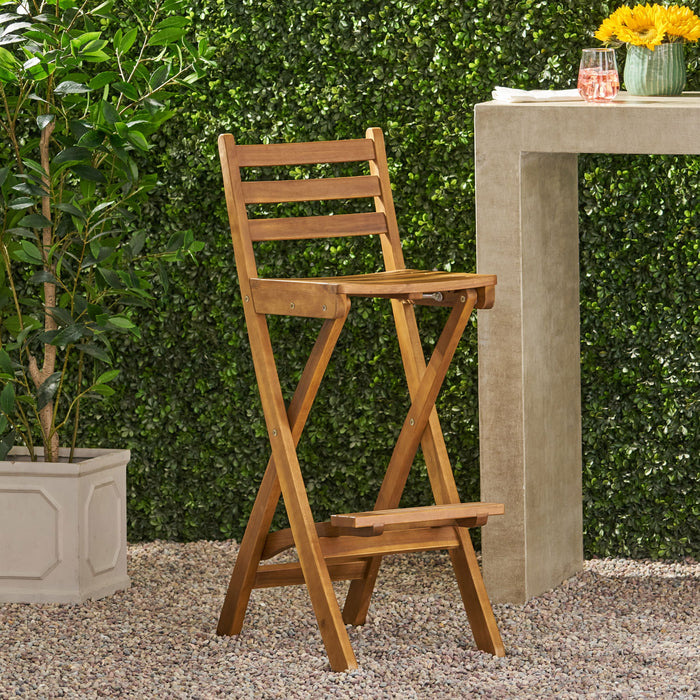 Outdoor Acacia Wood Folding Patio Barstool