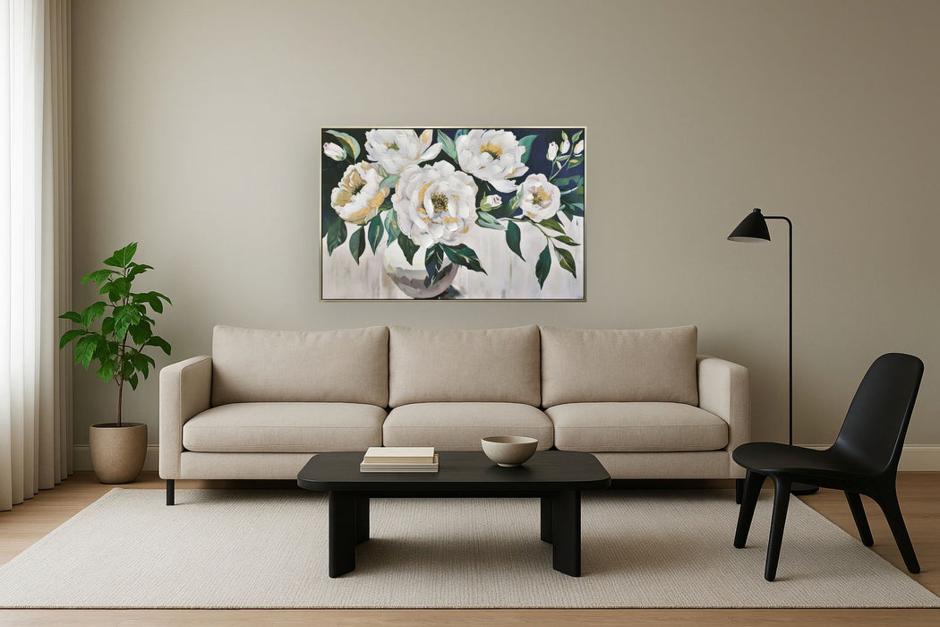 Ivory Bloomscape - 32" x 47" Framed Wall Art