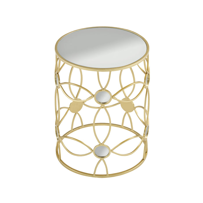 Modern Side Table With Mirror Top And Metal Frame - Gold / Clear