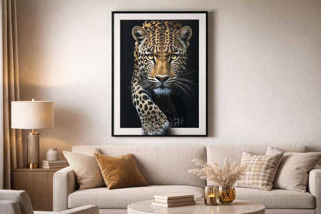 Midnight Stalker I Gloss Canvas With Rocks In Frame - Black / White