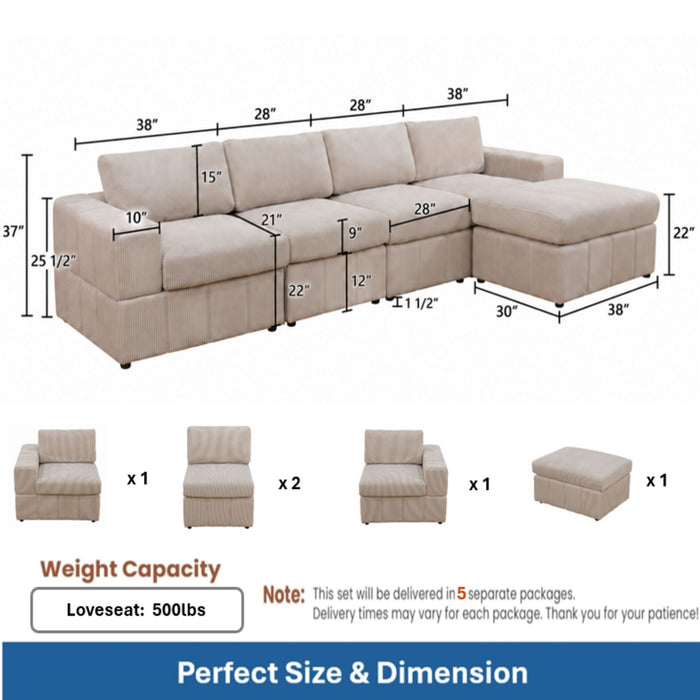 Modular Sectional Sofa, Reversible Set