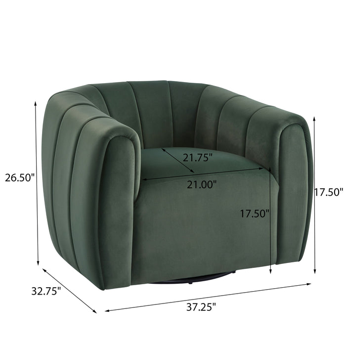 Serenizia - Upholstered Velvet Swivel Chair With Channel Tufted