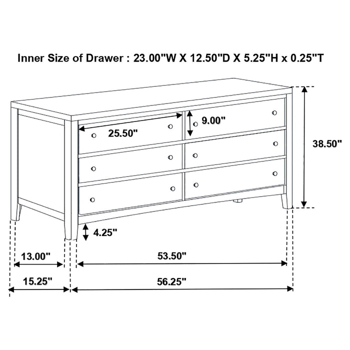 Wedgewood - 6 Drawers Dresser - Cappuccino