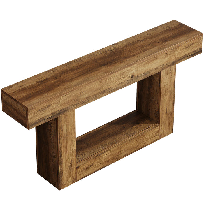 Console Table With 2 Tier Storage, U Shaped Base