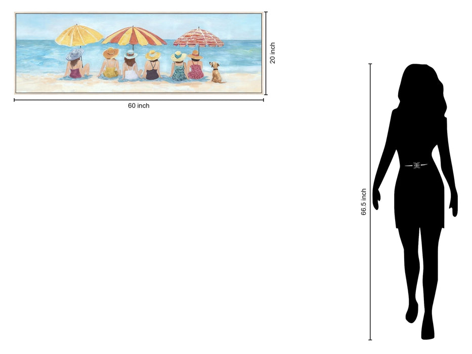 Seaside Sunhats Gathering - 20" x 60" Framed Wall Art