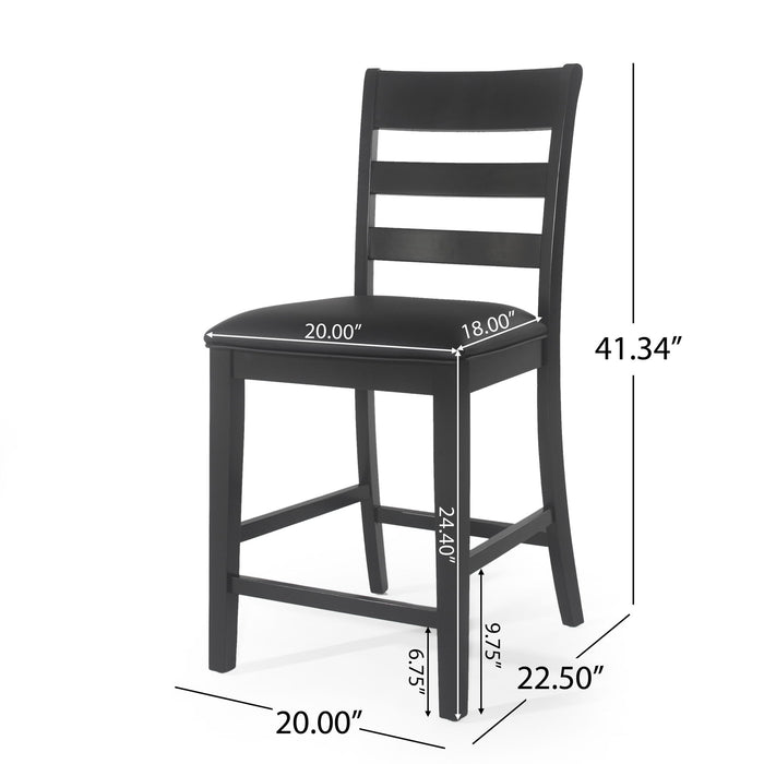 Farmhouse Upholstered Wood Counter Stools
