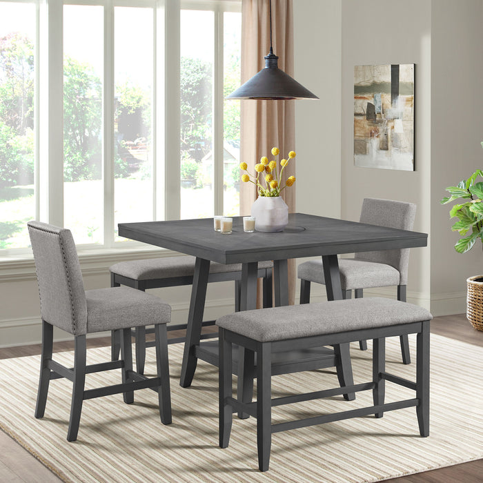 Seneca - Counter Bench Without Back And With Gray Fabric - Gray