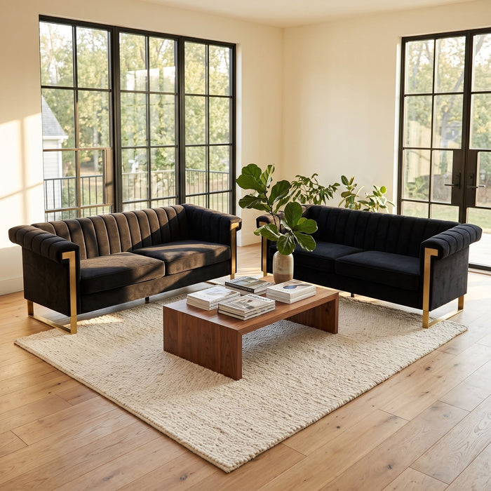 2 Piece Sofa Set With Tufted Back And Deep Seating