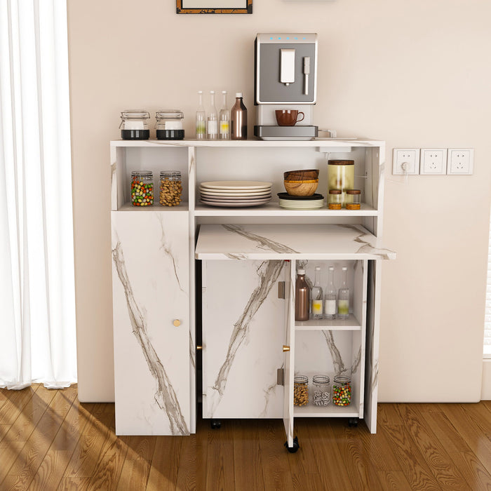 Multifunctional Folding Dining Table With Wall-Mounted Sideboard & Storage