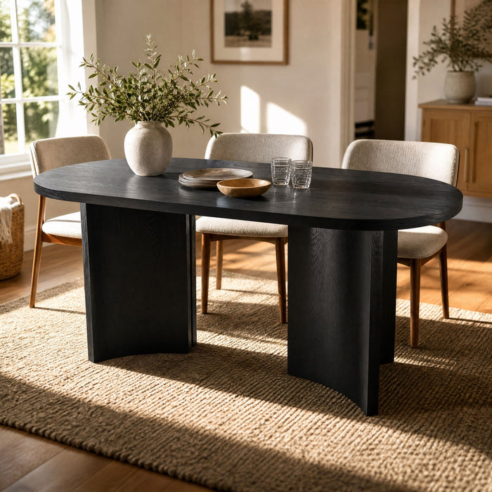 Dining Table With Curved Legs - Black