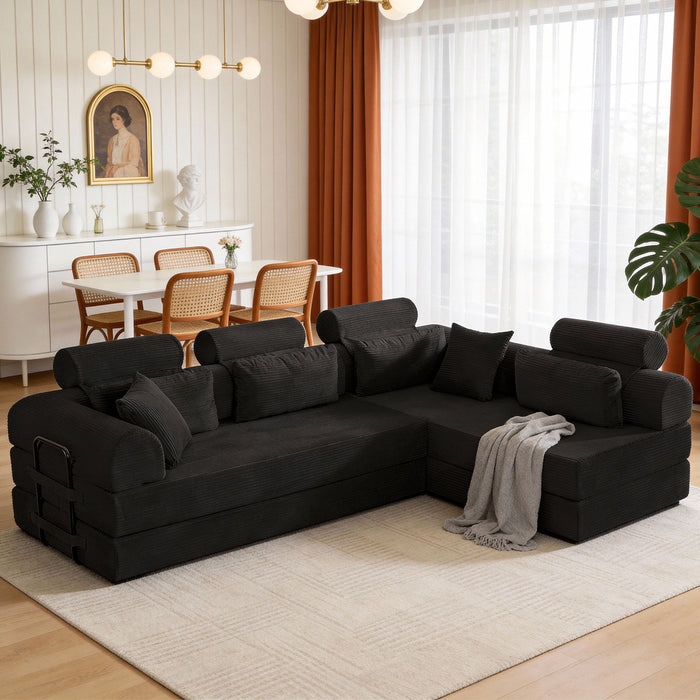 Modern L-Shape Modular Sectional Sofa, Compressed Design