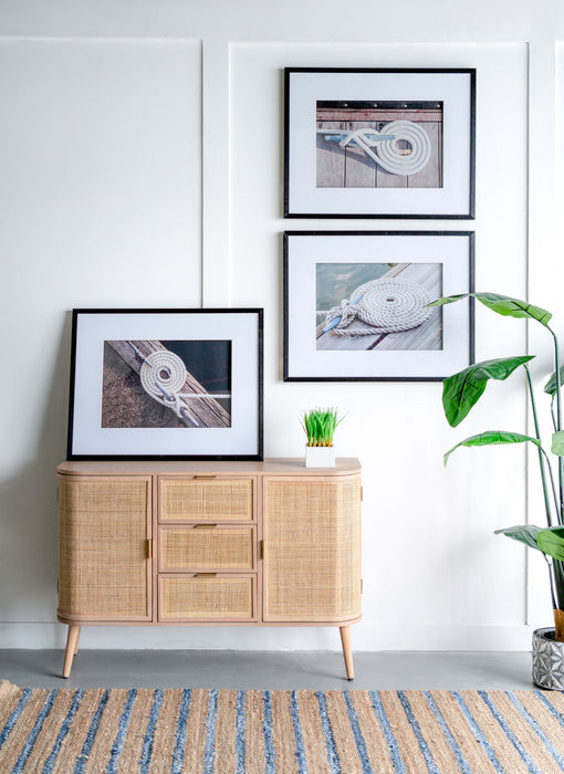 Rope Wall Art With Frame, Wall Decor For Living Room (Set of 3) - White / Black