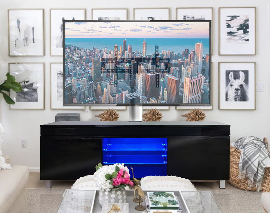 Modern Lacquer TV Stand For 65" TV - Black