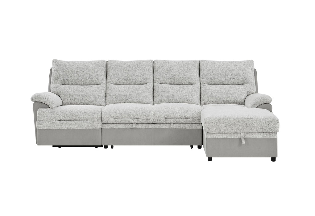 U3822 - Sectional With Pull Out Bed And USB - Light Gray