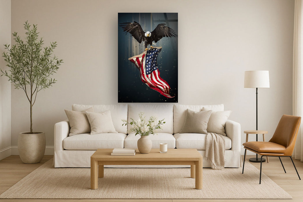 Temp Glass With Foil - Eagle Flag - Dark Gray