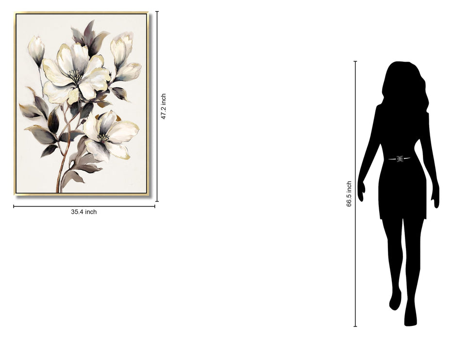 Ivory Bloom Serenade - 35" x 47" Framed Wall Art