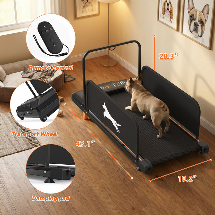 Small Dog Treadmill, Low Noise Pet Exercise Machine For Indoor Puppy Training, Portable Running Wheel - Black