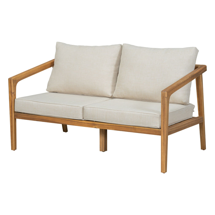 Westin - Outdoor Acacia Wood Loveseat - Teak / Beige