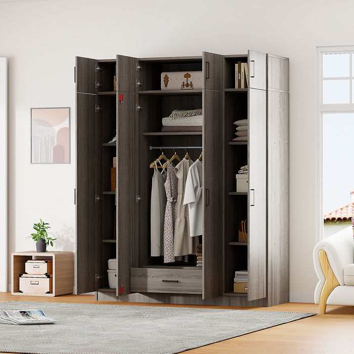 Contemporary 4 Door Wardrobe With 1 Drawer And Top Cabinet