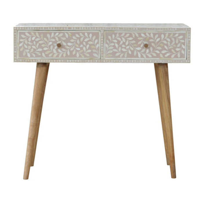 Floral Bone Console - Beige / White