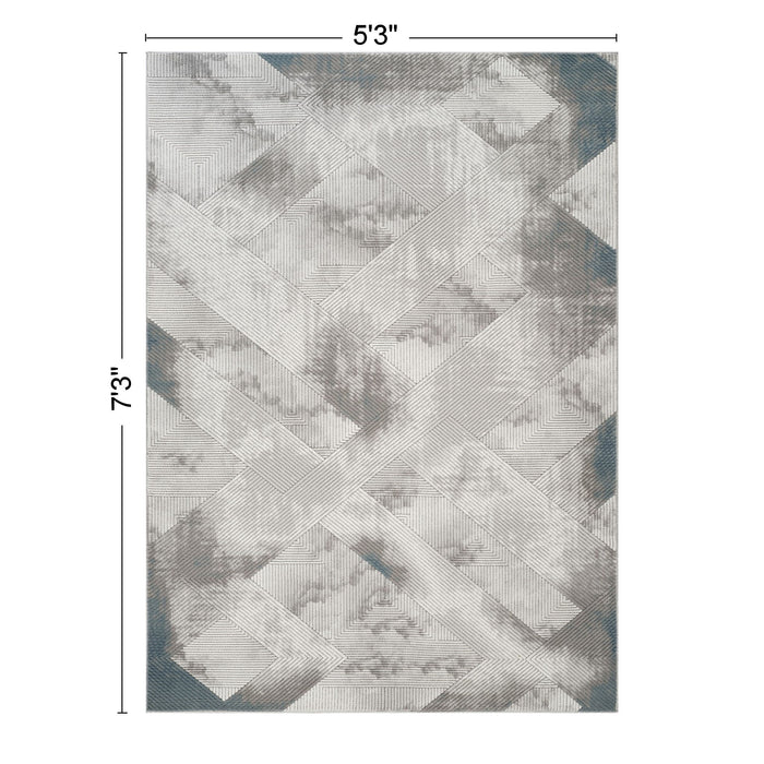 Geometrix - 5'3" X 7'3" Area Rug With Geometric 3D Effect - Ivory / Gray