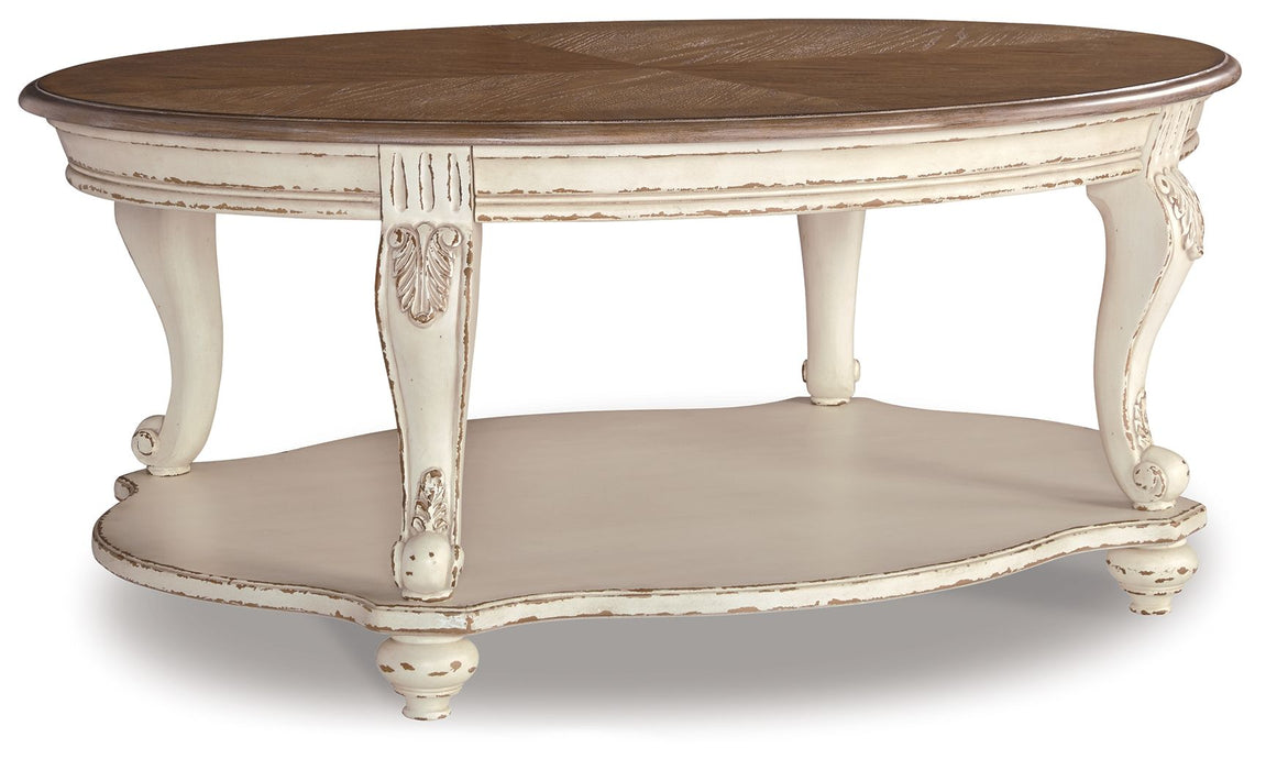 Realyn - Branco / Marrom - Mesa de coquetel oval