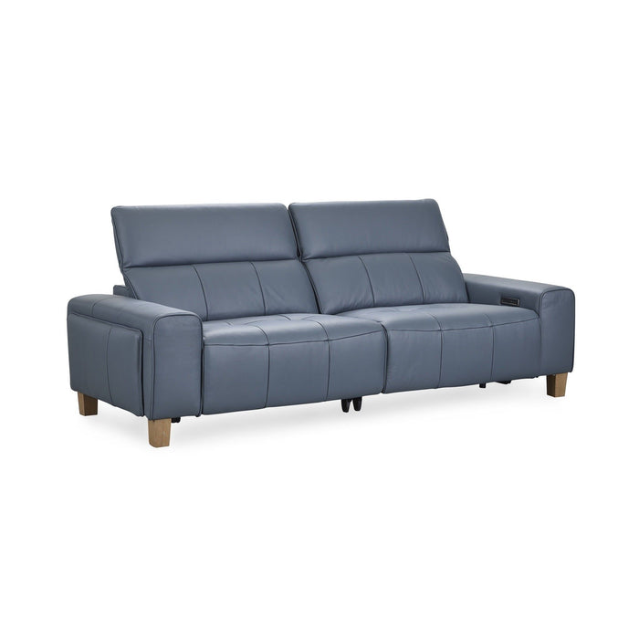 Alea - Leather Power Recliner Sofa - Smoke Blue