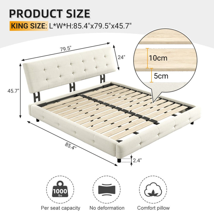 Tufted Headboard With Extra-Large Ultra-Soft Cloud Pillow Design
